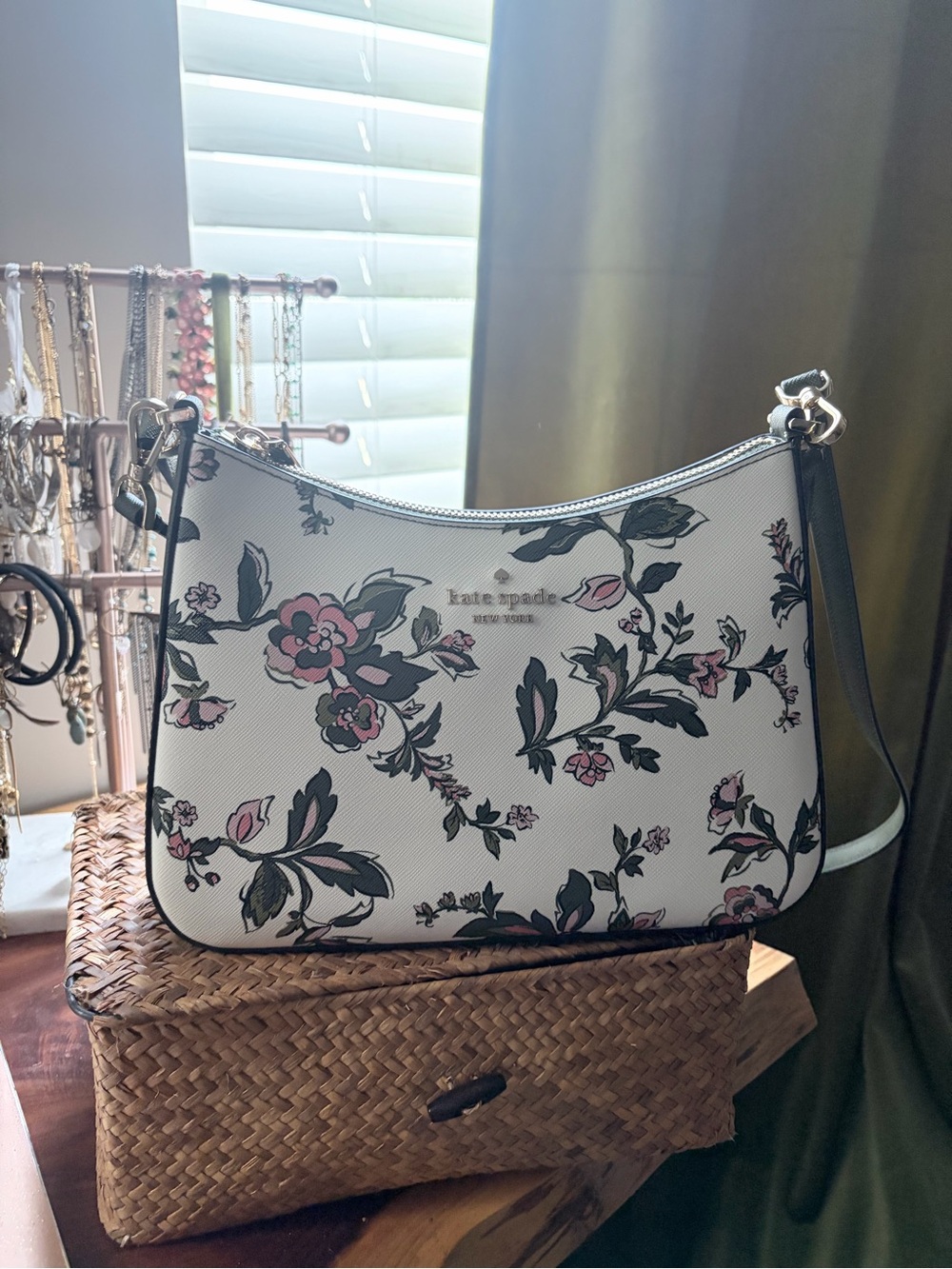 kate spade White Floral Shoulder Bag with Pink and Green Accents - Picture 5 of 7
